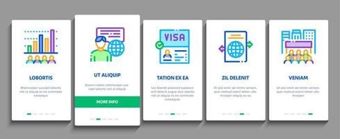 einwanderung flüchtling onboarding elemente symbole gesetzt vektor