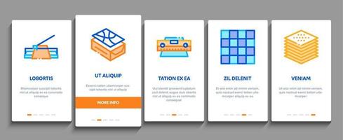 Fliesenleger Arbeitsgeräte Onboarding Elemente Symbole Set Vektor
