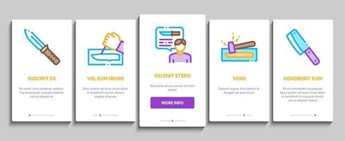 kniv framställning redskap onboarding element ikoner uppsättning vektor