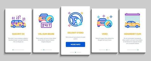 bil tvätta bil service onboarding element ikoner uppsättning vektor