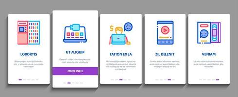 miete filme service onboarding elemente symbole set vektor