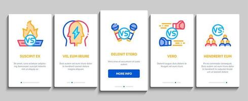 slåss konkurrens onboarding element ikoner uppsättning vektor