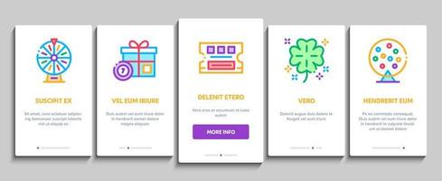 Lotterie-Glücksspiel-Onboarding-Elemente-Symbole setzen Vektor