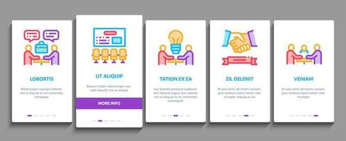 Onboarding-Elementikonen des Geschäftstreffens stellten Vektor ein