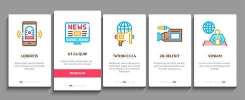 Journalist Reporter Onboarding Elemente Symbole Set Vektor