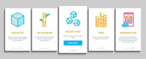 socker sockerrör lantbruk onboarding element ikoner uppsättning vektor