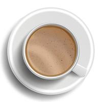 Kaffeetasse Vektor. Ansicht von oben. heißer Raf-Kaffee. Milch, Espresso, Sirup. Fast-Food-Cup-Getränk. weiße Tasse. realistische isolierte illustration vektor