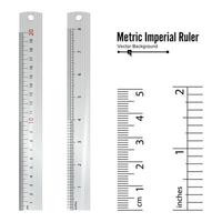 metrischer imperialer Herrschervektor. Zentimeter und Zoll. Messen Sie die Werkzeugausrüstungsillustration, die auf weißem Hintergrund lokalisiert wird. vektor