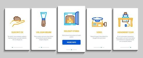 krukmakeri och keramik onboarding element ikoner uppsättning vektor