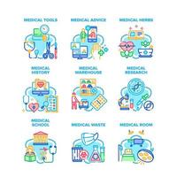 medicinsk råd uppsättning ikoner vektor illustrationer
