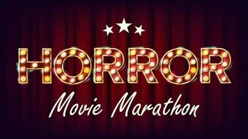 Horrorfilm-Marathon-Hintergrundvektor. beleuchtetes Licht im Kino-Vintage-Stil. für festliche Werbegestaltung. moderne Abbildung vektor