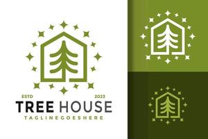 Pine Tree House Logo Logos Gestaltungselement Stock Vektor Illustration Vorlage