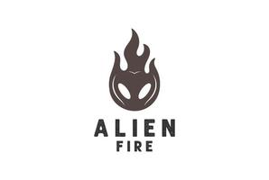 årgång svart utomjording spöke bränna brand flamma logotyp design vektor