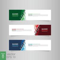 Banner-Design-Vorlage. abstraktes geometrisches Hintergrunddesign, Web-Header-Element, Layout-Konzept. grüne, orange, rote, blaue Farbe. Vektor eps 10.