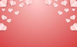 papierherz oder liebessymbol, spezieller valentinstaghintergrund in zartrosa farbe vektor