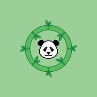 panda ansikte i de cirkel grön bambu logotyp design vektor