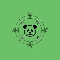 Panda-Gesicht im Kreis grüner Bambus-Logo-Design-Vektor vektor