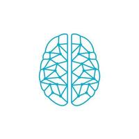 mänsklig hjärna låg poly geometrisk smart teknologi linje konst logotyp design vektor