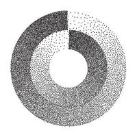 abstrakt geometrisk form vektor. svart prickad runda cirkel. ljud, grunge textur. halvton bakgrund. årgång dotwork gravyr vektor illustration.