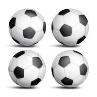 realistisk fotboll boll uppsättning vektor. klassisk runda fotboll boll. annorlunda vyer. sport spel symbol. isolerat illustration vektor