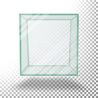 tömma transparent glas låda kub vektor. isolerat på transparent rutig ark. vektor