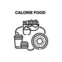 Kalorien Lebensmittel Vektor schwarze Abbildung