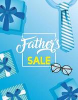 fäder dag försäljning banner med blå gåvor vektor