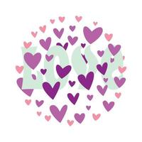 social media post, grußkarte zum valentinstag. Kreis aus lila und rosa Herzen. Liebe. vektor