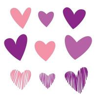 lila und rosa herzen für den valentinstag vektor