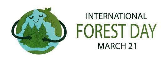 Internationaler Waldtag, Vektorhintergrund mit Erdkugel vektor