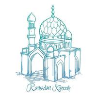 Moschee für Ramadan Kareem-Vorlage in handgezeichnetem Design mit Verlaufsdesign vektor