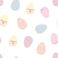 Osterferiensymbol bunt dekorierte Eier in Pastelltönen nahtloses Muster, flache Vektorillustration für festliche Frühlingsdekoration, Grußkarten, Geschenkpapier, Banner, Webdesign vektor