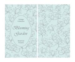 Coverdesign für Ihr persönliches Cover. frühlings-sakura-blumen. Blumenthema für Buchumschlag. blumenbeschaffenheitsillustration im stil der gravur. Vektor-Illustration. vektor