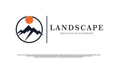 landskap se berg logotyp design för advanture premie vektor