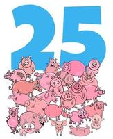 Nummer fünfundzwanzig und Cartoon Schweine Gruppe vektor