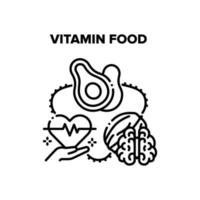 Vitamin Lebensmittel Vektor schwarze Abbildung
