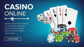 kasino poker design vektor. Framgång vinnare kunglig kasino affisch. poker kort, pommes frites, spelar hasardspel kort. realistisk illustration vektor