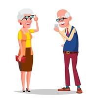 Vektor für ältere Paare. moderne Großeltern. glücklich fühlen. alt. europäisch. isolierte flache karikaturillustration