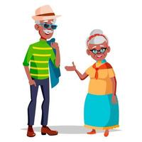 Vektor für ältere Paare. Großvater und Großmutter. silbernes Haar. ältere Dame und Herr. schwarz, afroamerikaner. isolierte flache karikaturillustration