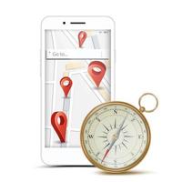 GPS-App-Konzeptvektor. Navigation, Reisen, Tourismus, Standort Routenplanung. Web-Reise- oder Taxi-Service-App für geschäftlichen Transport. isolierte Abbildung