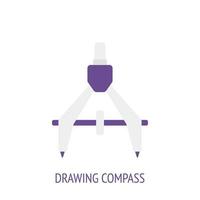 teckning kompass eller par av passare platt ikon vektor