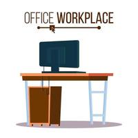 Büroarbeitsplatz-Konzeptvektor. Möbelarbeitsplatz für den Chef. Laptop-Computer. Schreibtisch-Illustration. vektor
