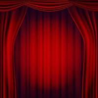 Vektor des roten Theatervorhangs. Theater-, Opern- oder Kinoszene. realistische Darstellung