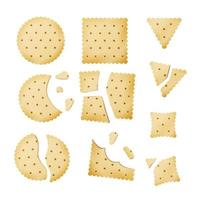 gebissener Chip-Keks-Cookie-Vektor. Cracker in verschiedenen Formen vektor