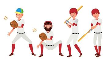 klassischer Baseballspieler-Vektor. klassische Uniform. verschiedene Action-Posen. flache karikaturillustration vektor