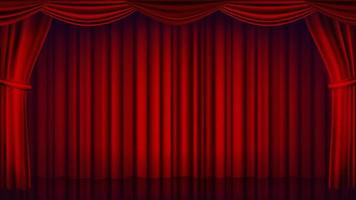 Vektor des roten Theatervorhangs. Theater, Oper oder Kino geschlossene Szene. realistische rote drapiert illustration