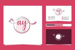 första ay feminin logotyp samlingar och företag kort templat premie vektor