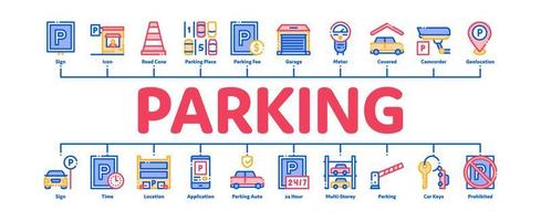 parkering bil minimal infographic baner vektor
