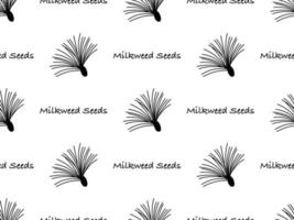 milkweed frön tecknad serie karaktär sömlös mönster på vit bakgrund vektor
