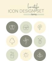 Linestyle-Icon-Design-Set Frühling vektor